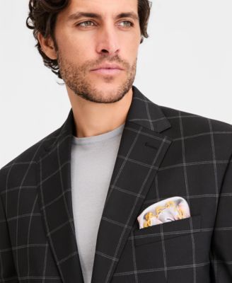 Men's Classic-Fit Windowpane Suit Separates Jacket 
