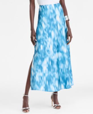 Women's Printed Satin Midi Skirt