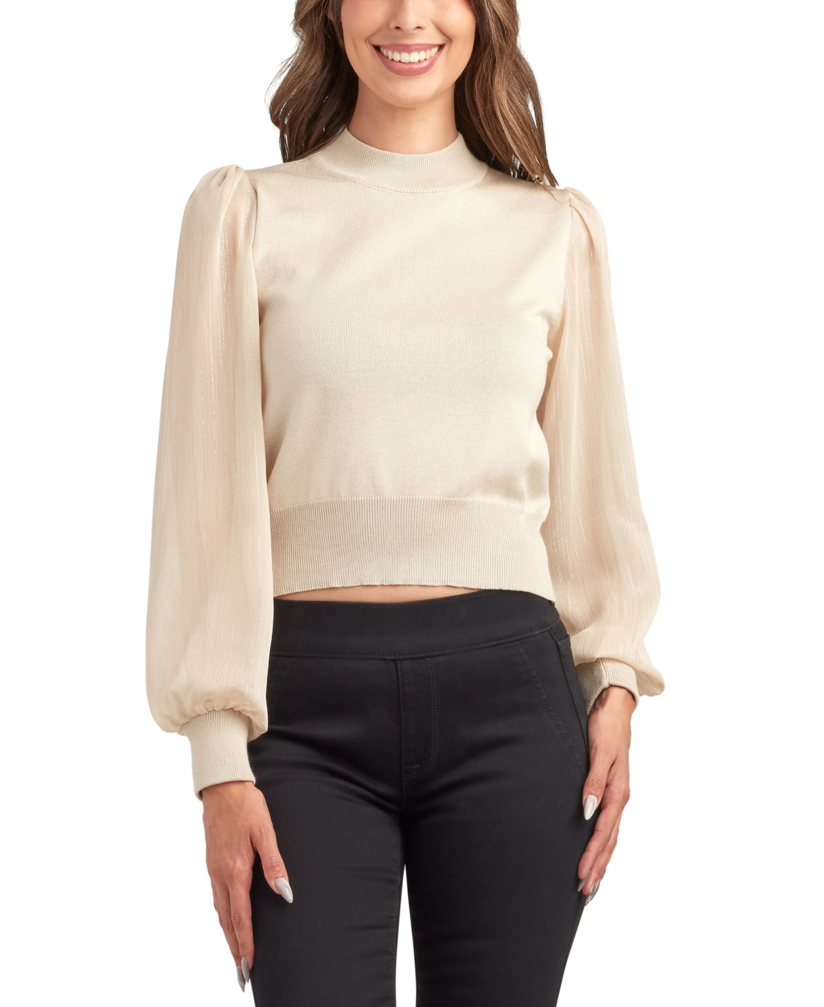 Bcx Juniors' Mock Neck Long Sleeve Sweater In Gold