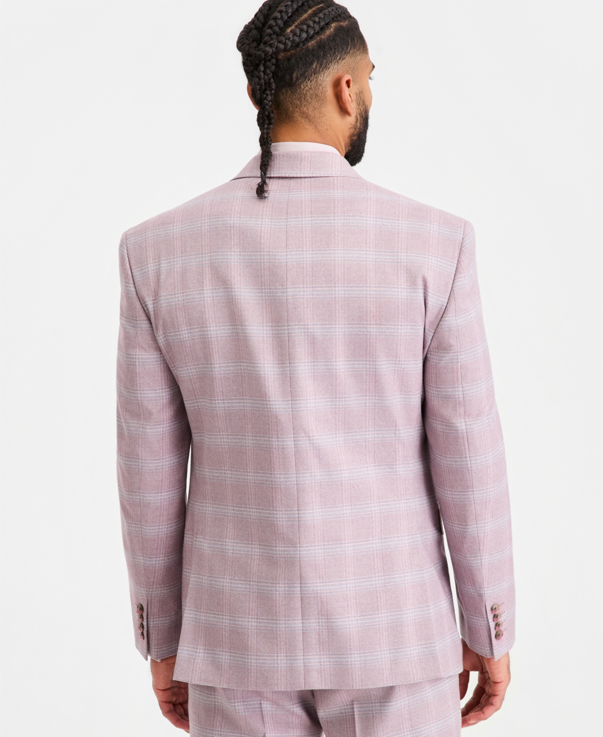 Tayion Collection Men's Classic-Fit Double-Breasted Dusty Rose Suit Separates Jacket