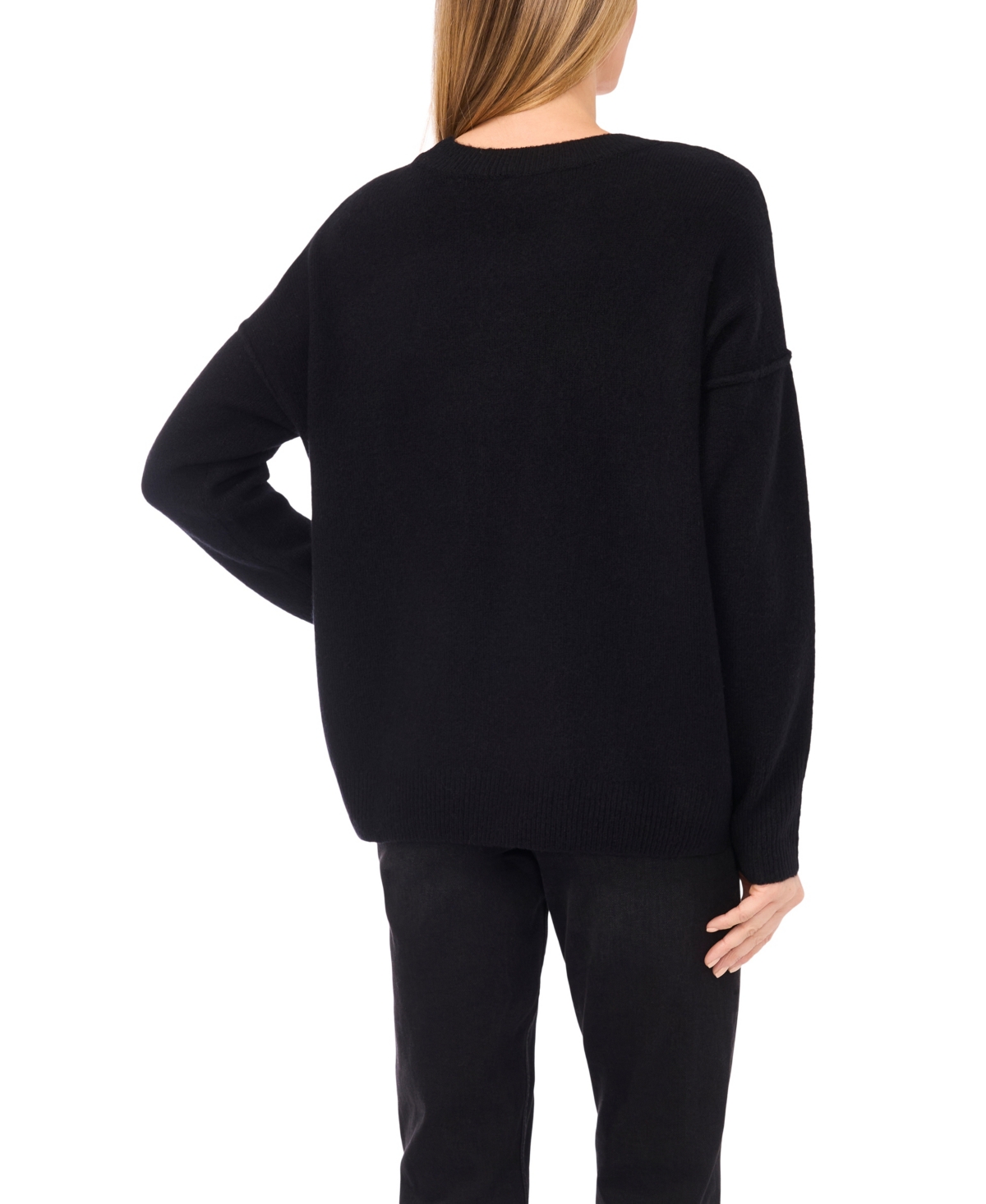 Cece Women's Merry Candy Cane Detail Sweater In Black