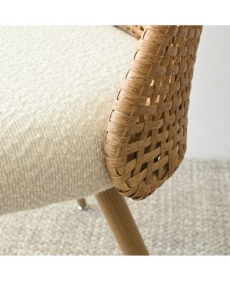 5 Piece Round Dining Set 35 Inch Pedestal Table Faux Rattan Upholstered Chairs