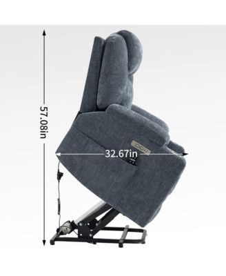 Lift Recliner Chair with Massage, Heat & USB Charging, Chenille Upholstery, Cup Holders, 350 LBS Support