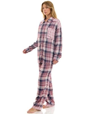 Women's 2-Piece Color Blocked Collared Pajama Set