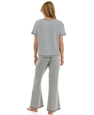 Women's 2-Piece Short Sleeve Top and Flare Pants Set