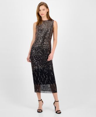 Anne Klein - Women's Sequin Sleeveless Midi Sheath Dress