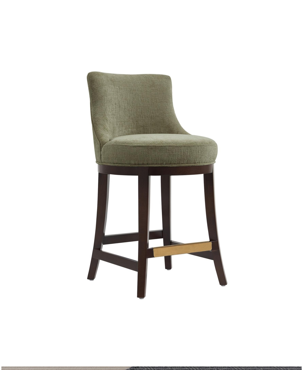 Manhattan Comfort Lucia 37.2" Chenille Upholstered Counter Stool In Green