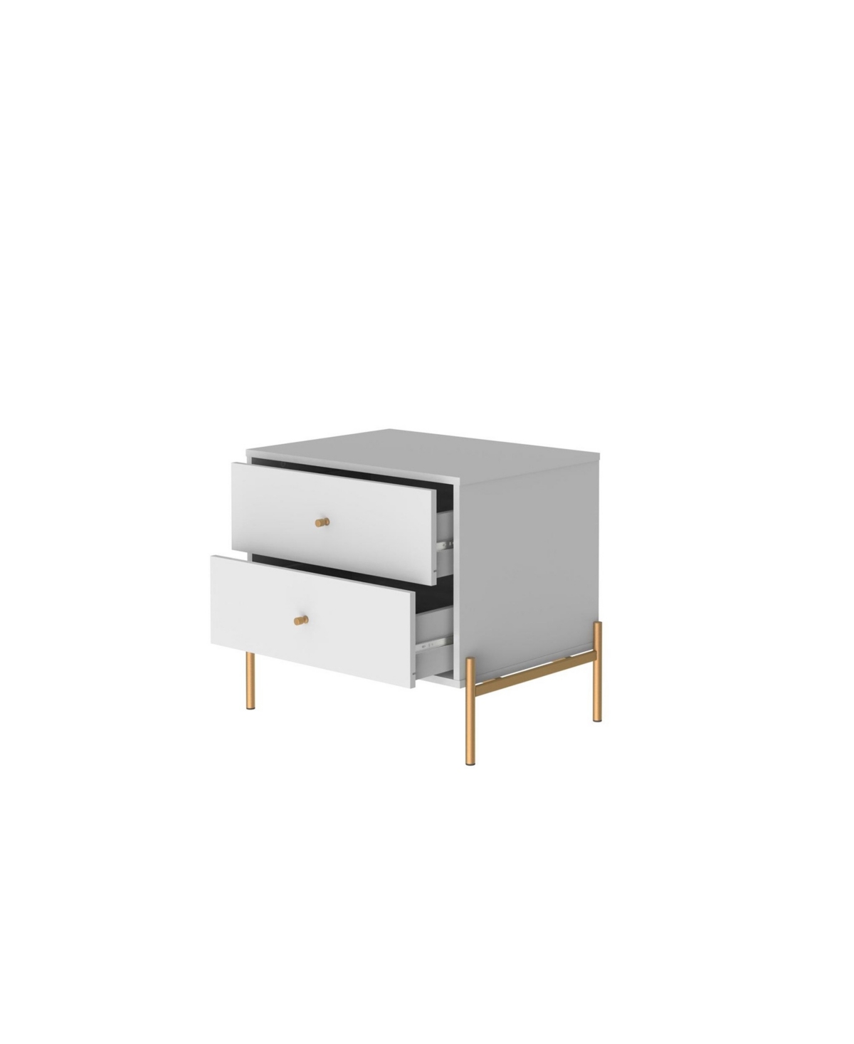Manhattan Comfort Jasper 22.08" Wood 2-drawer Nightstand In White