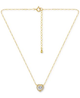Heart Cut Necklace (1-1/2 ct. t.w.) in Gold Plated Sterling Silver, Macy's Exclusive