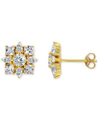 Stud Earrings (3-1/3 ct.t.w) in 18K Gold Plated Sterling Silver, Macy's Exclusive