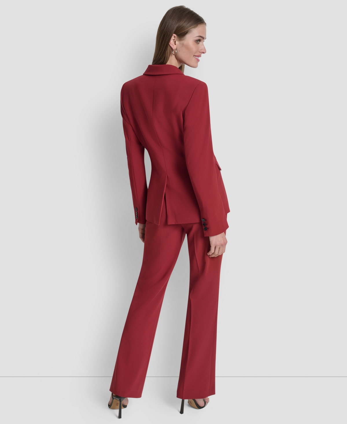 Dkny Petite One-button Long Sleeve Jacket In Burgundy