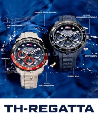 Men's Chronograph Blue Silicone Strap Watch, 44mm