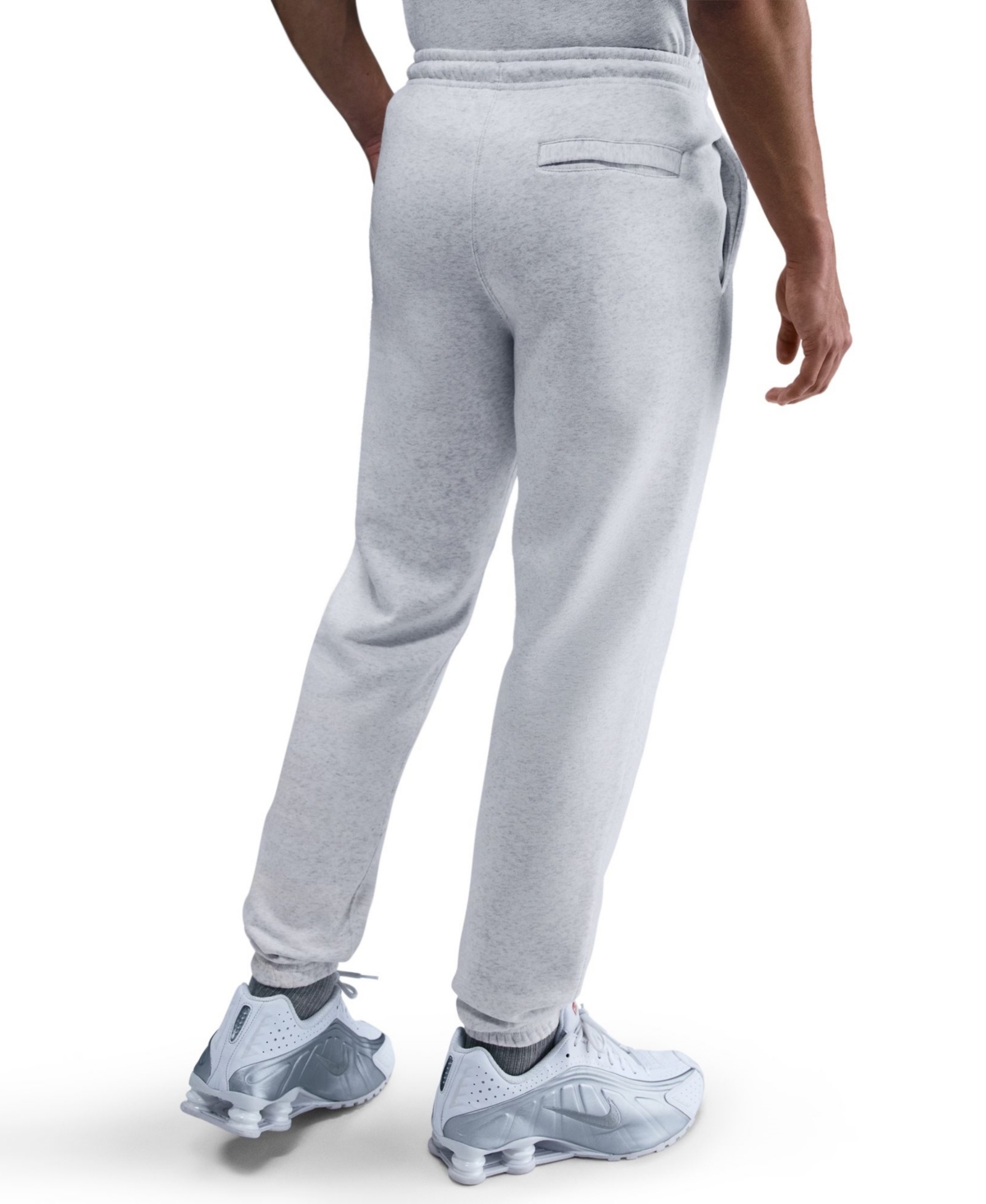 Nike Men's Cuffed Brushed Fleece Logo Sweatpants In Gray
