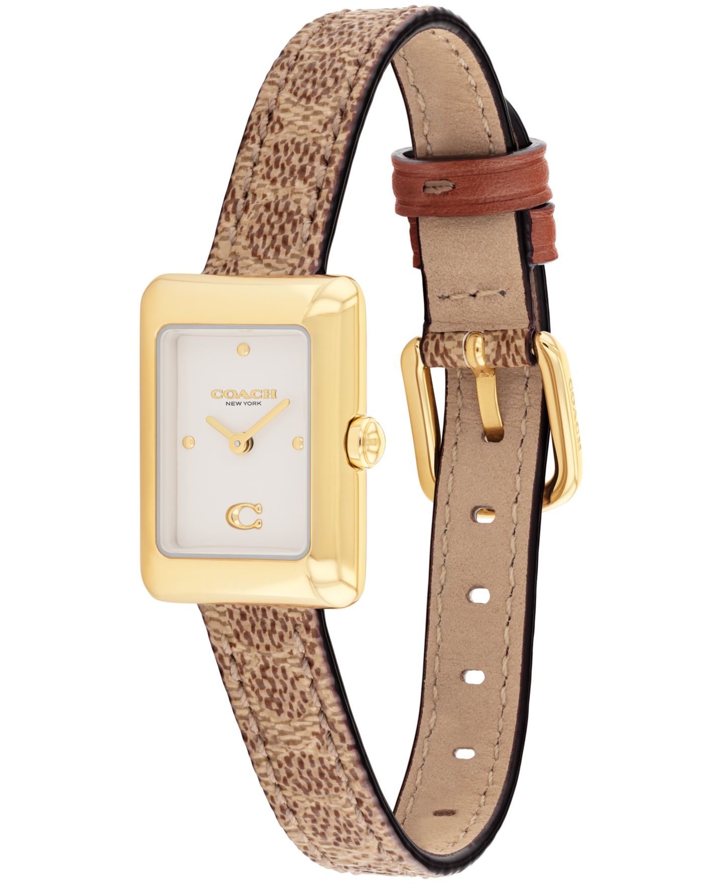 Женские часы COACH Mara Brown Leather Strap Watch, 19 x 26mm — фото 3