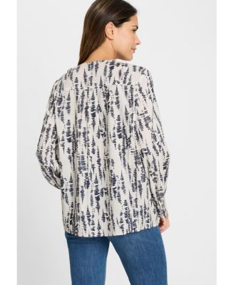 Women's Ruffle Front Printed Blouse