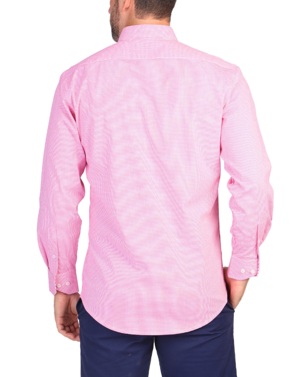 Tailorbyrd Big & Tall Mini Gingham Cotton Stretch Long Sleeve Shirt