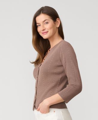 Women's Textured Rib Crewneck Cardigan