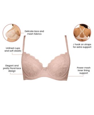 Women's Luxlacy Unlined Wired Bra, Desert Flower, 40H