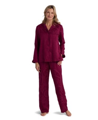 Petite 2-Piece Long Sleeve Top and Pull-On Pants Pajama Set