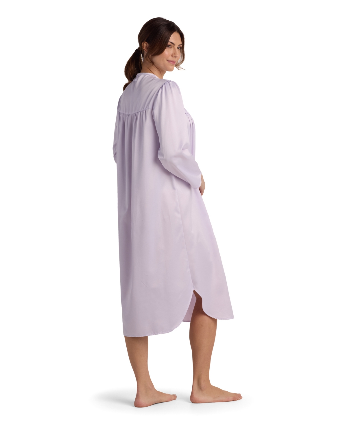 Miss Elaine Petite Long Sleeve Sleepwear Gown In Purple
