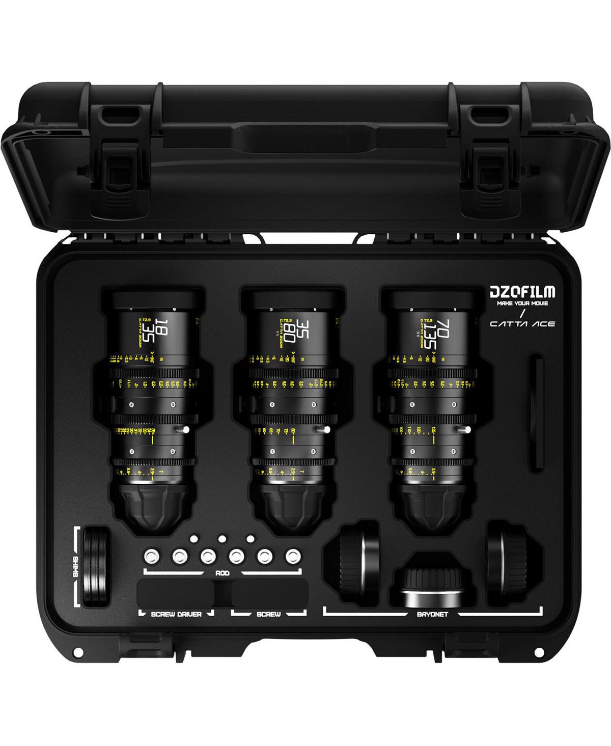 Dzofilm Catta Zoom Ff 18-35/35-80/70-135mm T2.9 Cine 3-Lens Kit, Sony E, Black