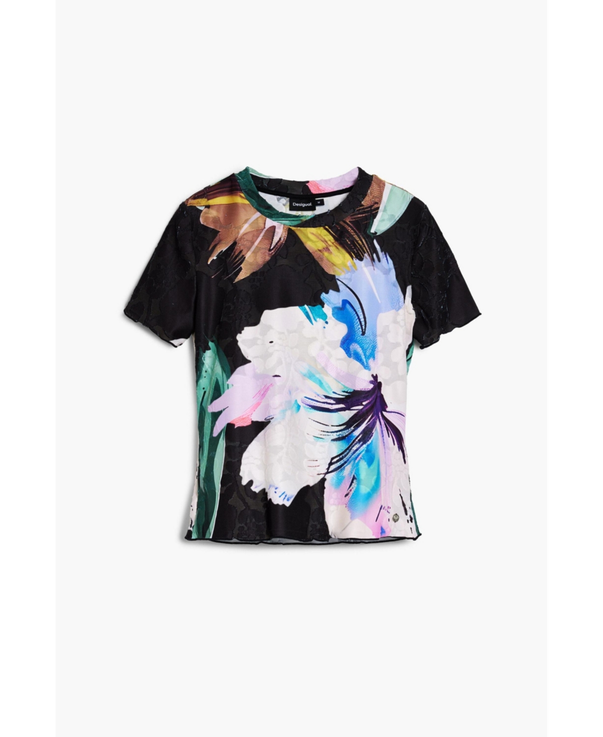 Desigual Texture Floral Top In Blue