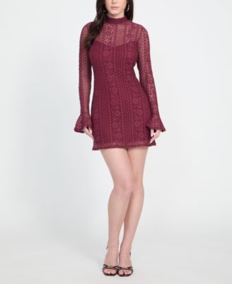 GUESS - Women's Long-Sleeve Lace A-Line Dress