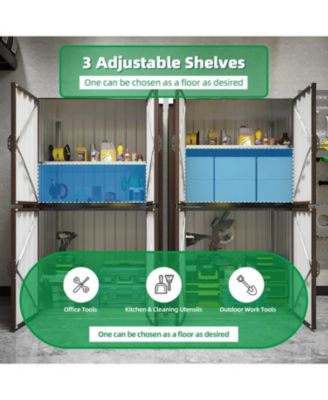 Outdoor Storage Cabinet Waterproof with Shelves, Vertical Tall Sheds Cabinet