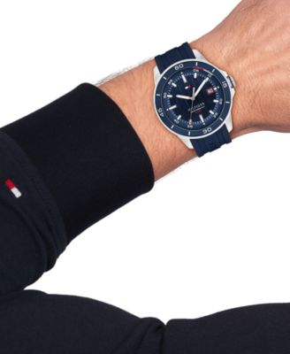 Men's Quartz Blue Silicone Strap Watch, 43mm