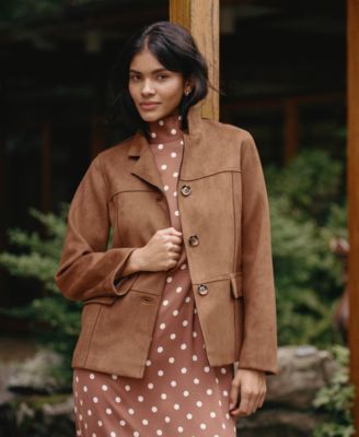 Women's Faux-Suede Long Sleeve Jacket