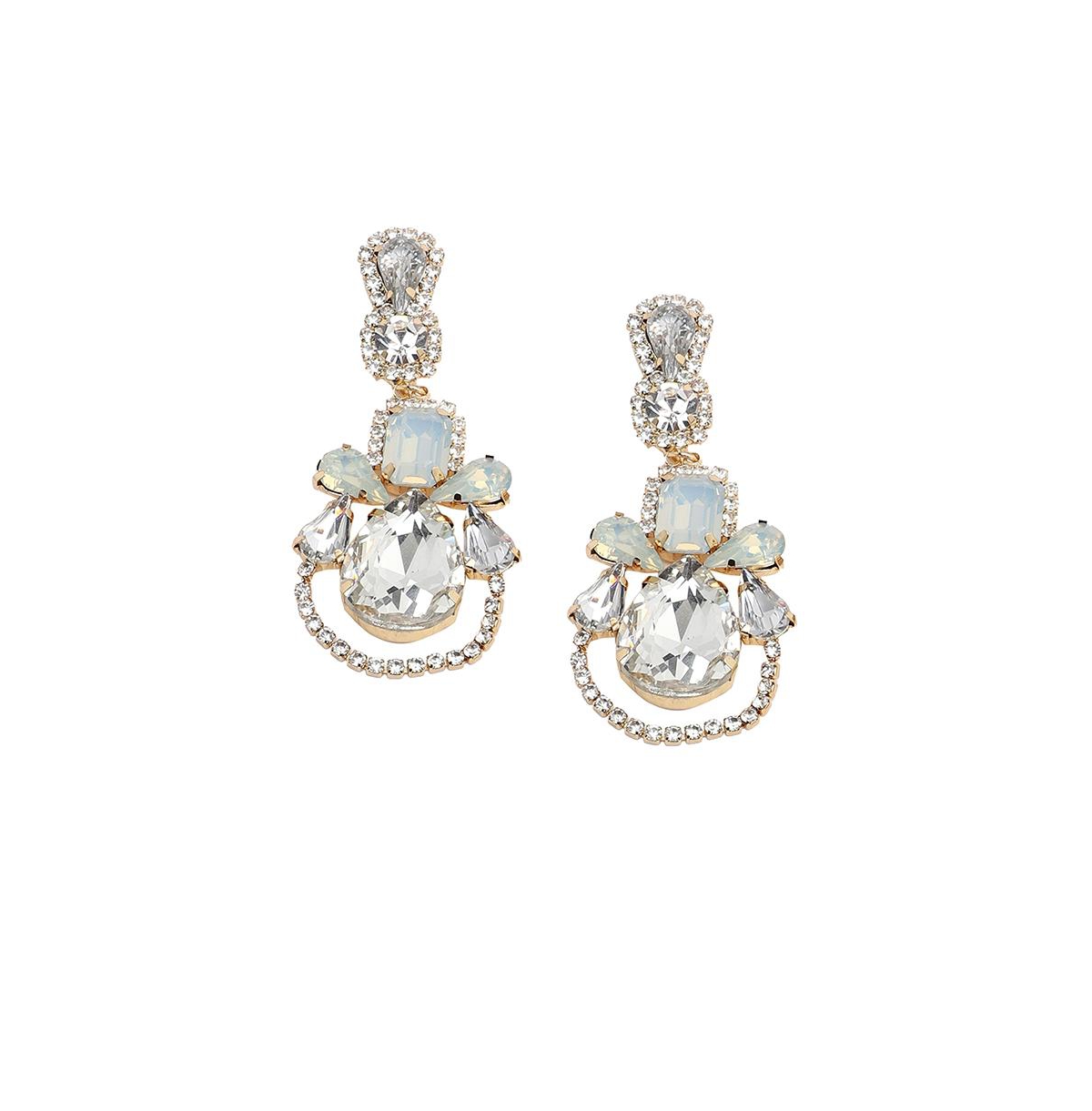 Sohi Rhinestones Drop Earrings - Gold