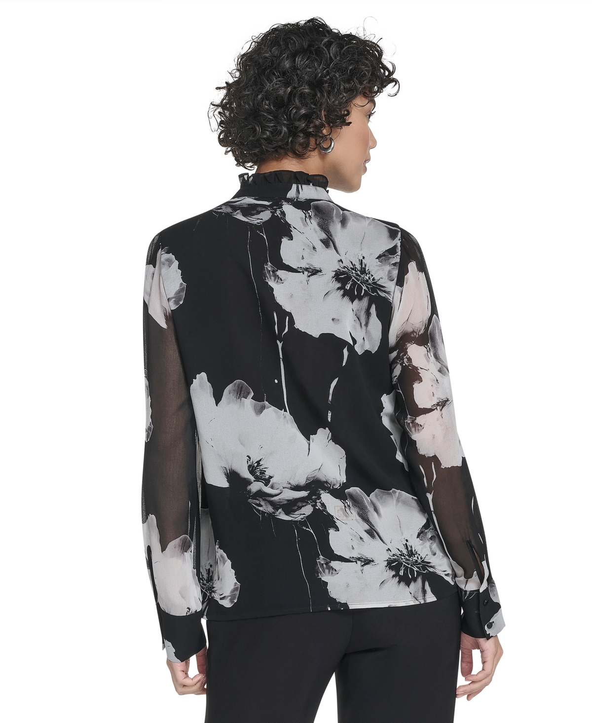Calvin Klein Women's Long Sleeve Ruffle Blouse