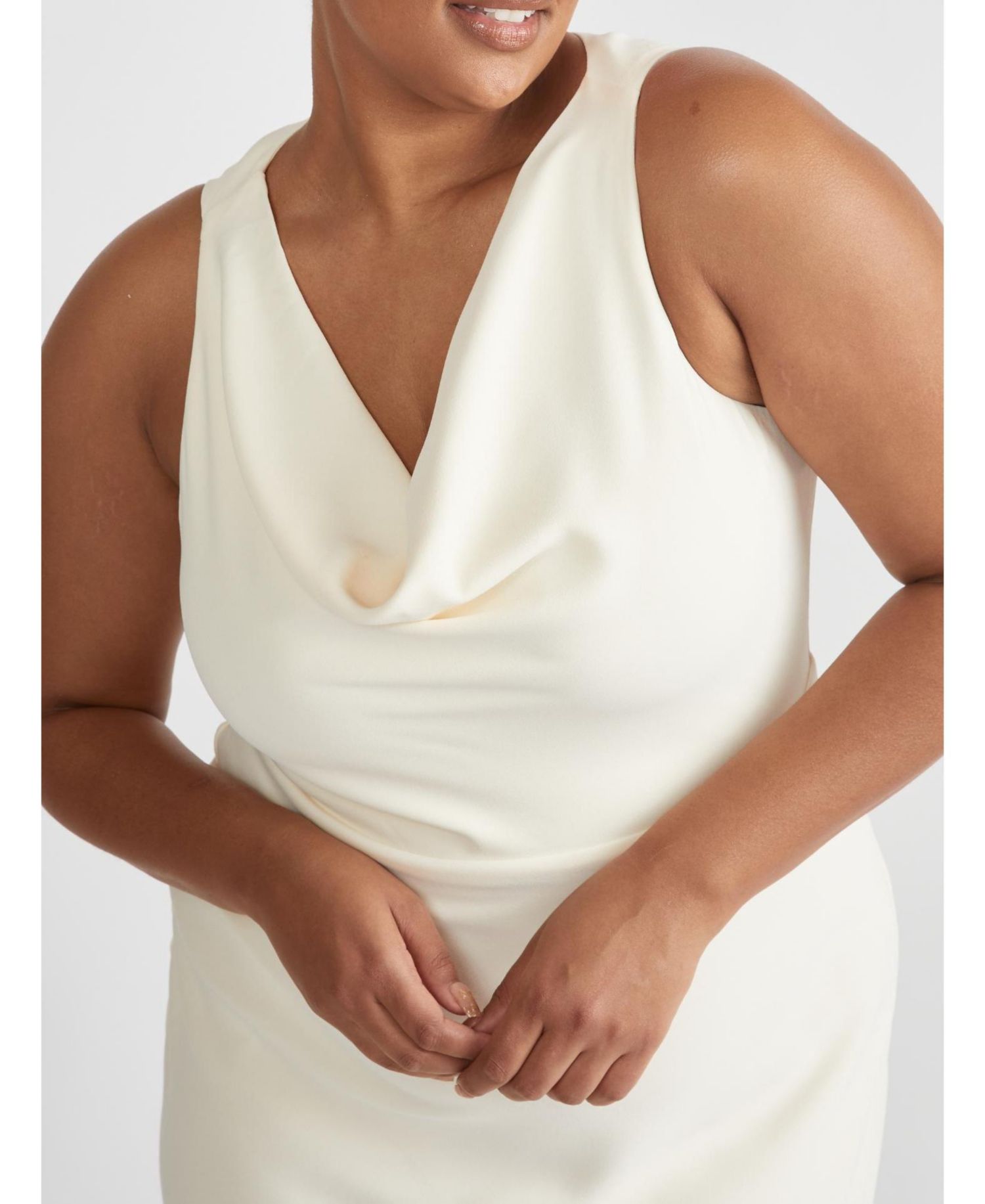 Women's Cowl Front Crepe Bridesmaid Dress