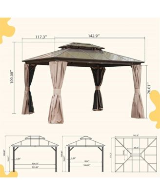11.9-ft x 9.77-ft Hardtop Gazebo Brown with Hardtop Roof