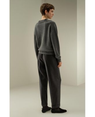 Women's Ribbed Cashmere Polo Sweater