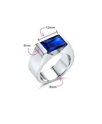 4CTW Blue Emerald Cut CZ Statement Ring Stainless Steel – Modern Geometric Design