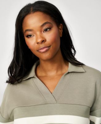 Women's Striped Polo & Jogger Lounge Set