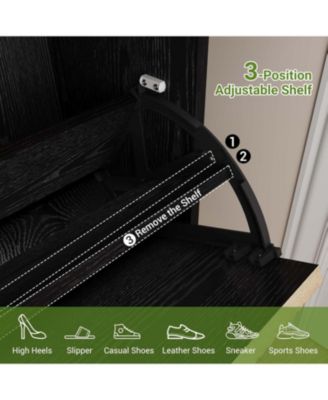 Shoe Storage Cabinet with 3 Flip Drawers and 1 Drawer, Entryway Shoe Organizer with Adjustable Shelves and Metal Legs, Space-Saving Narrow Rack Cabinet for Entryway, Hallway, Front Door