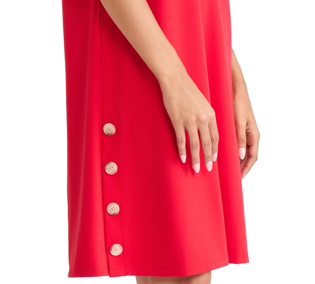 Jones New York Petite Short Sleeve A-line Dress In Red