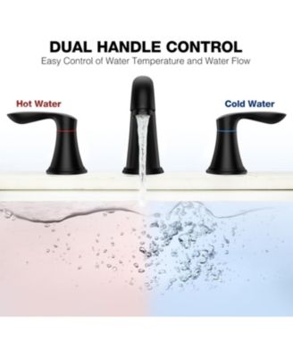 Bathroom Faucet, 8 Inch Bathroom Faucets for Sink 3 Hole, Widespread Matte Black Bathroom Faucet with Pop up Drain and cUPC Lead-Free Hose