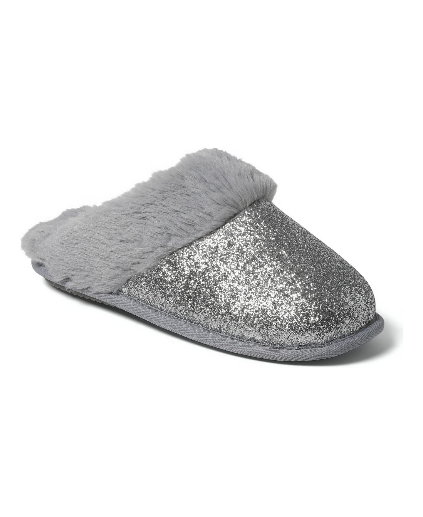 Женские тапочки Dearfoams Cozyfoams Glitter Scuff Slipper with Gift Bag, цвет: Серебряный — фото 4
