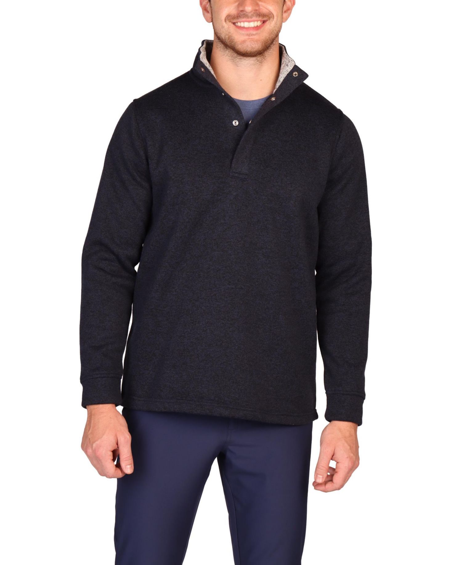 Men's Sweater Knit Snap Placket Pullover