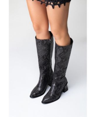 Elly Pattern Block Heel Boot (Women)