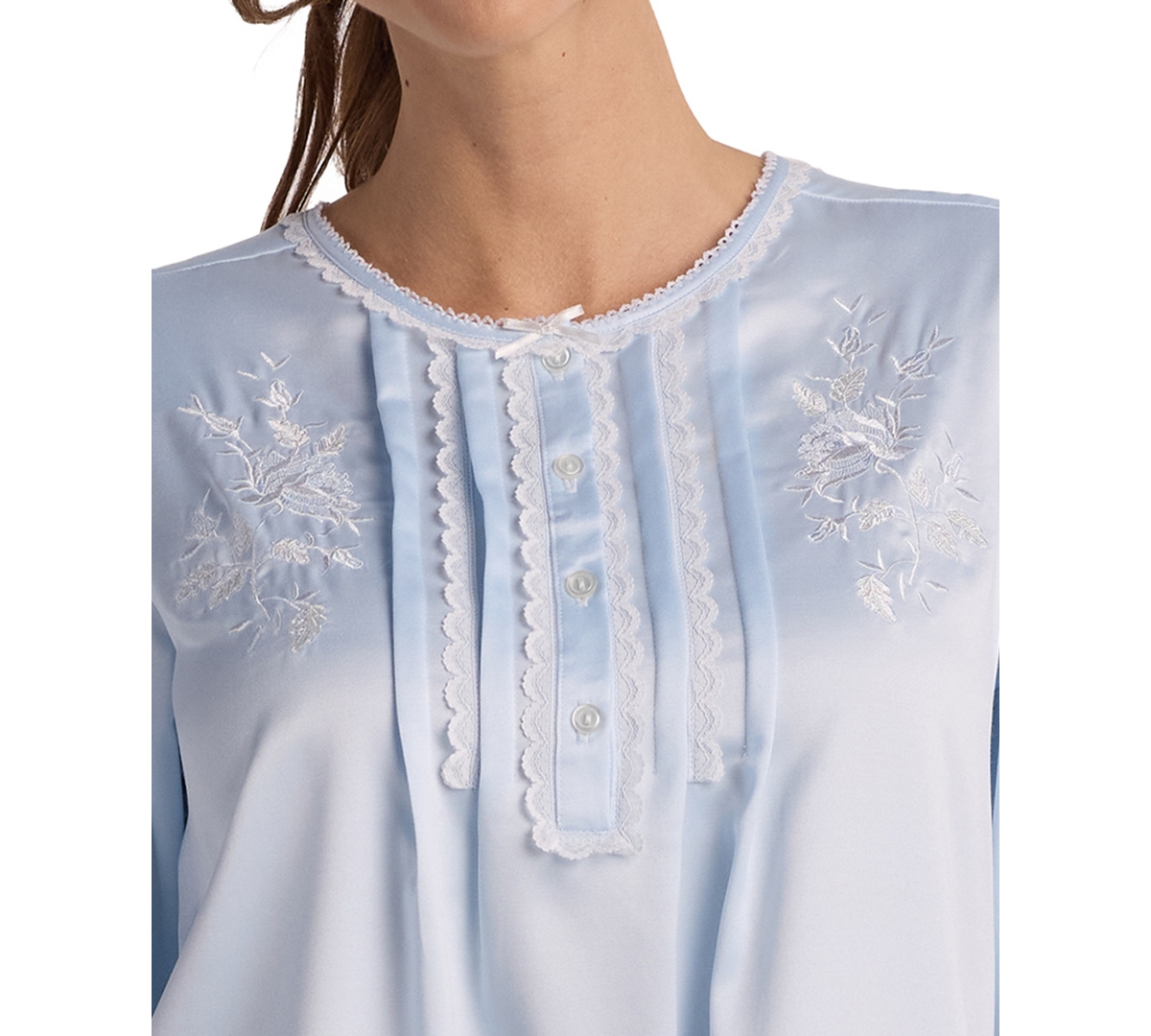 Miss Elaine Women's Long Sleeve Sleepwear Gown In Blue