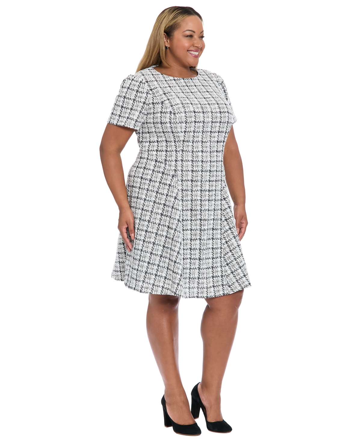 London Times Plus Size Crewneck Short Sleeve Dress In Animal Print