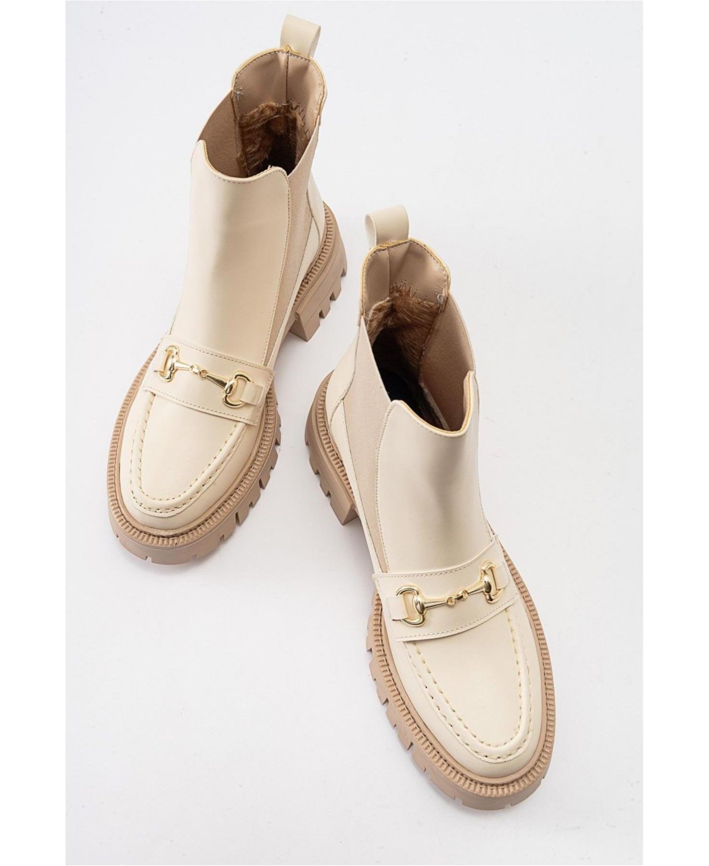 Женские ботинки Prologue Shoes Vesper Buckled Chelsea, цвет: Бежевая искусственная кожа — фото 3