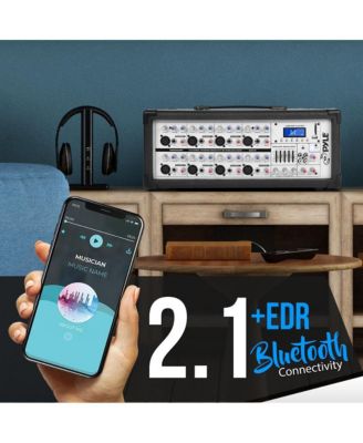 8-Channel Bluetooth Stage Powered Mixer - Pro Audio Sound Mixer, MP3/USB/SD Readers, Aux(3.5mm) Input, Digital LCD Display (800 Watt)