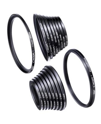 Filter Ring Adapter Set with 9x Step-Up Ring and 9x Step-Down Ring, 18-Pack