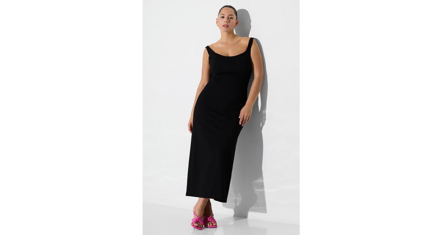 Women's Eliana Slit Sleeveless Off-Shoulder Boat-Neck Fitted Midi Dress