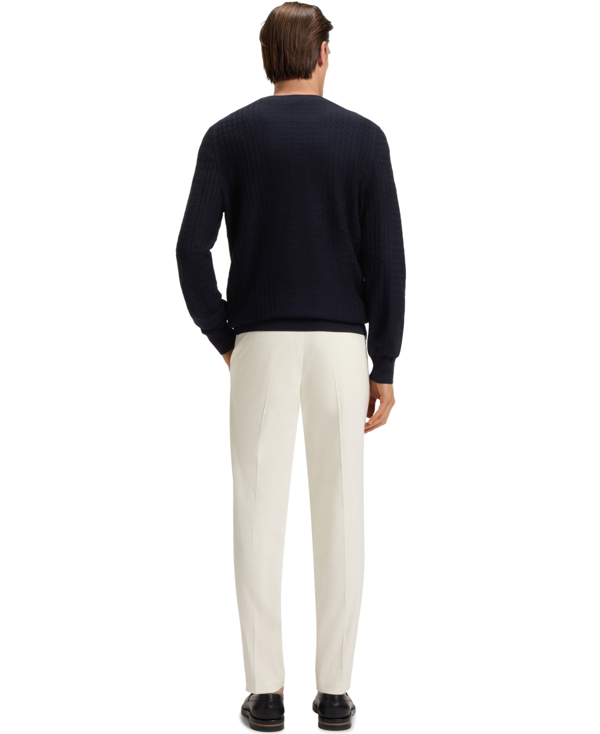 Hugo Boss Boss By  Men's Prince Of Wales Check Silk Sweater In Blue